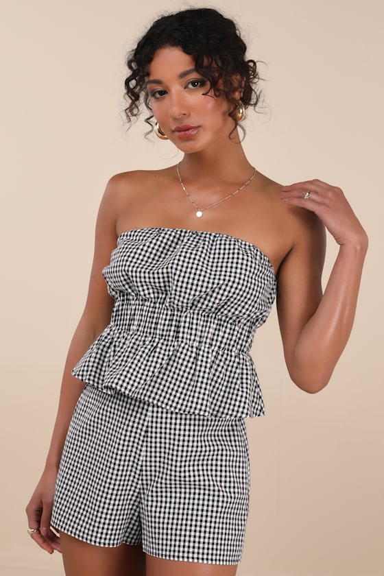 Lulus Daisley Black And White Gingham Shorts In Pink