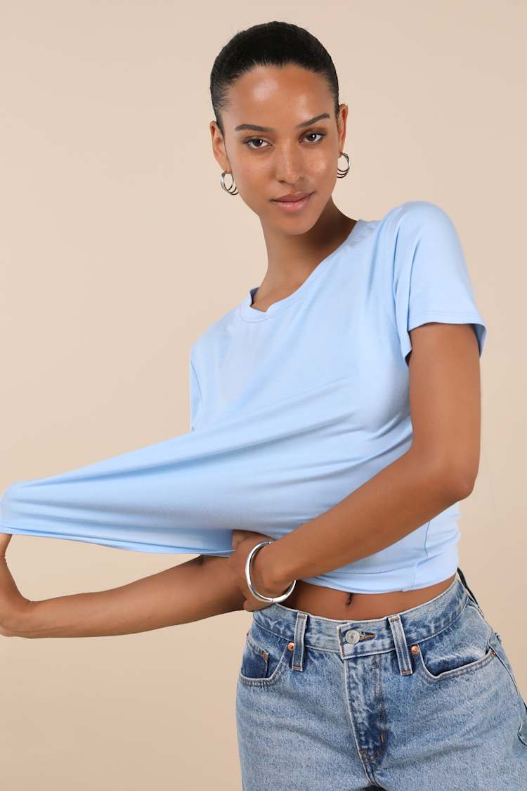 Skyra Light Blue Crew Neck Tee