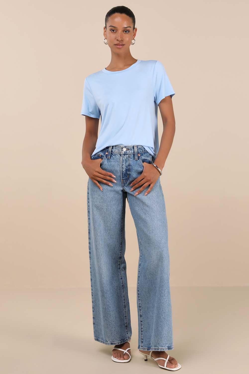 Skyra Light Blue Crew Neck Tee