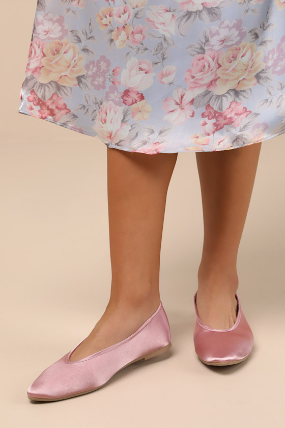 Bc Footwear Georgette Blush Satin Ballet Flats In Pink