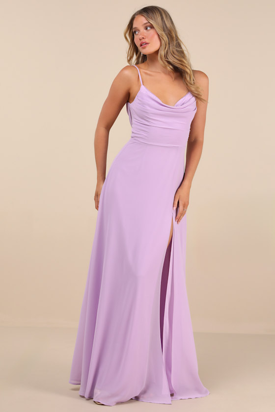 Lulus Notorious Poise Lavender Sleeveless Cowl Neck Maxi Dress