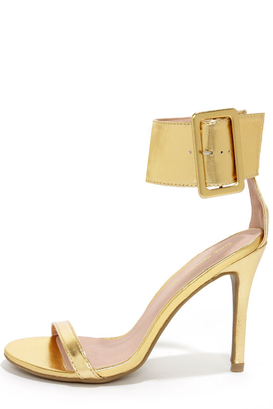 Cute Gold Shoes - Single Strap Heels - Ankle Strap Heels - $35.00 - Lulus