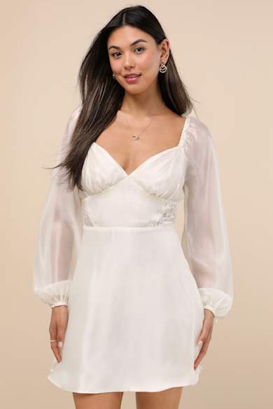 White Long Sleeve Dresses for Women - Lulus
