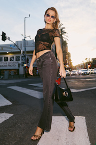 Low Loose Washed Black Low-Rise Wide-Leg Jeans