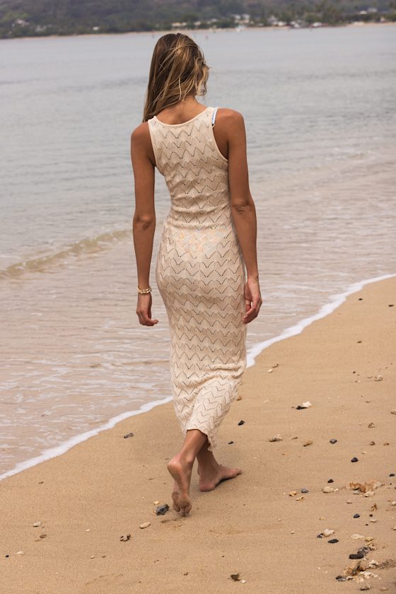 Cassis Beige Crochet Tie-Front Maxi Swim Cover-Up 3