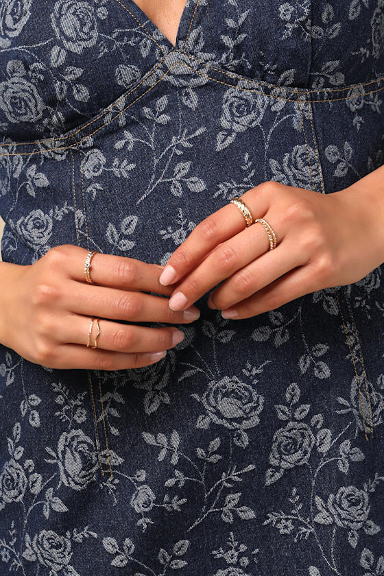 LULUS SALACIA GOLD TEXTURED 10-PIECE RING SET