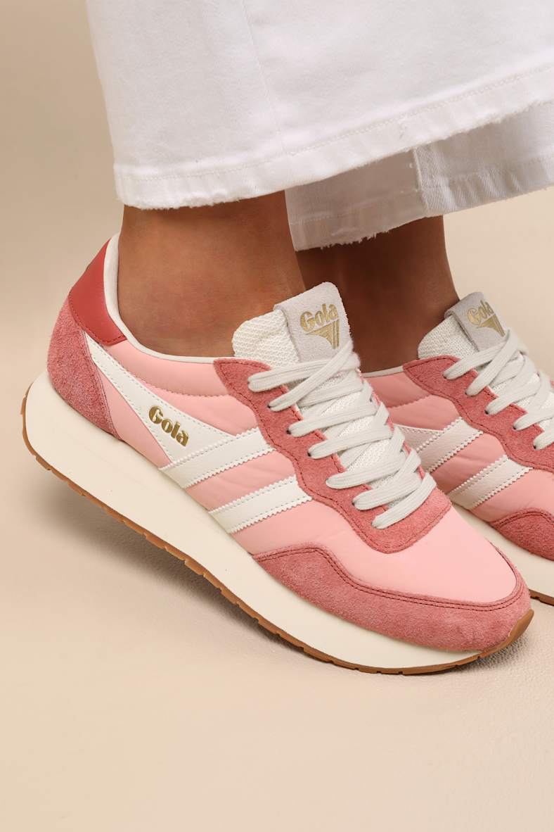 Arizona Pale Pink and Off White Suede Lace-Up Sneakers