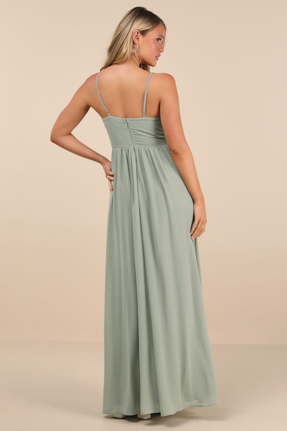 Lulus Kaylin Sage Pleated Lace Maxi Dress In Multi