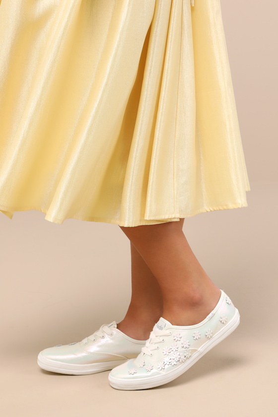 Champion Iridescent Canvas Floral Lace-Up Sneakers 1