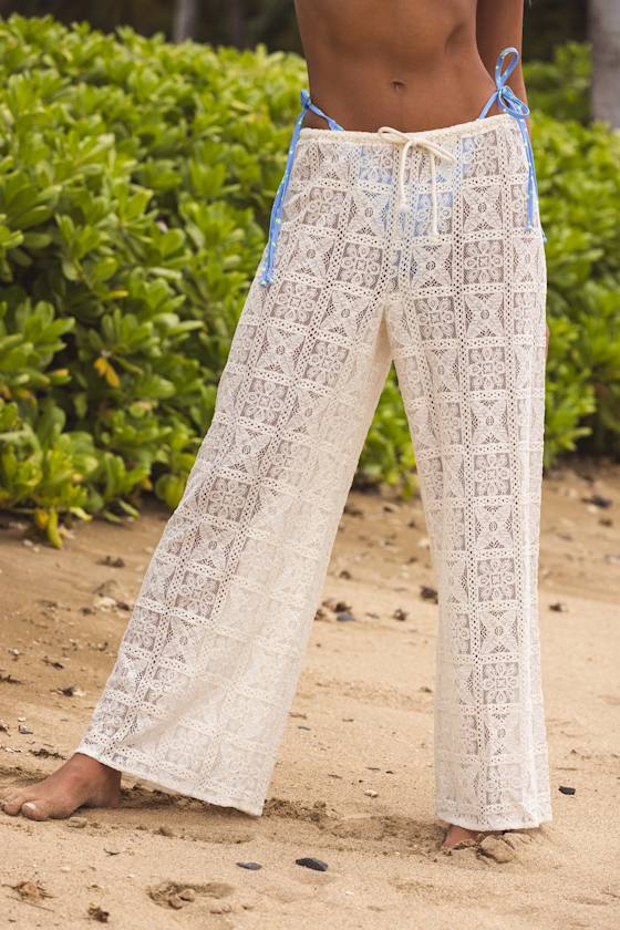 Lulus Oliwa Cream Crochet Lace Swim Cover-up Pants