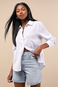 Baggy Light Wash Denim High-Rise Long Shorts