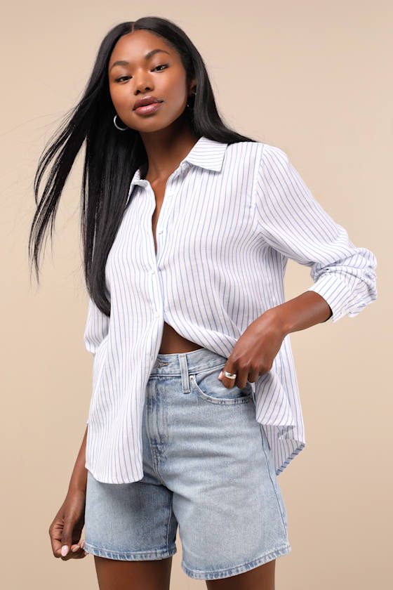 Baggy Light Wash Denim High-Rise Long Shorts 1