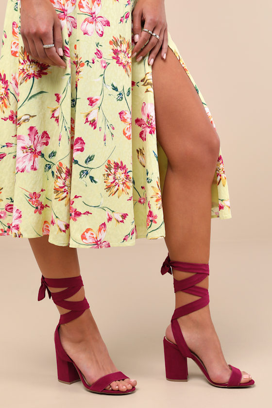 Alta Sangria Suede Lace-Up Heels 1