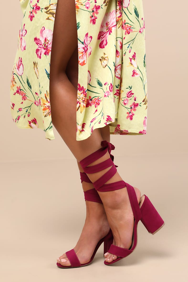 Alta Sangria Suede Lace-Up Heels