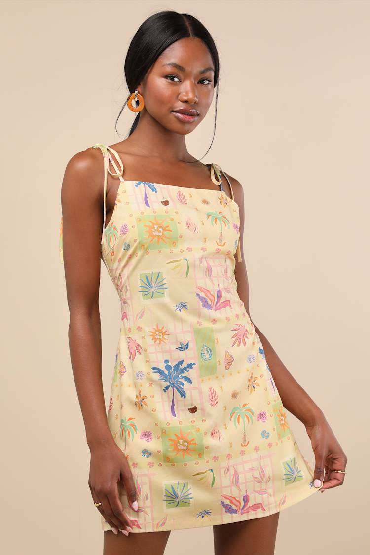 knee length dresses for ladies Trendy Pink Printed Mini Dress | Women's Vacation Dress main image 0