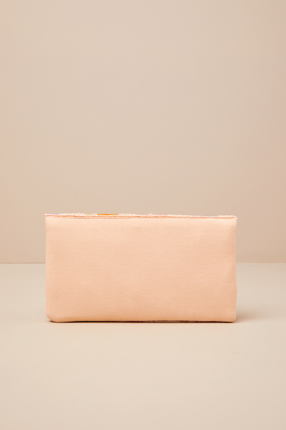 Shop Lulus Lisanne Peach Multi Floral Beaded Clutch