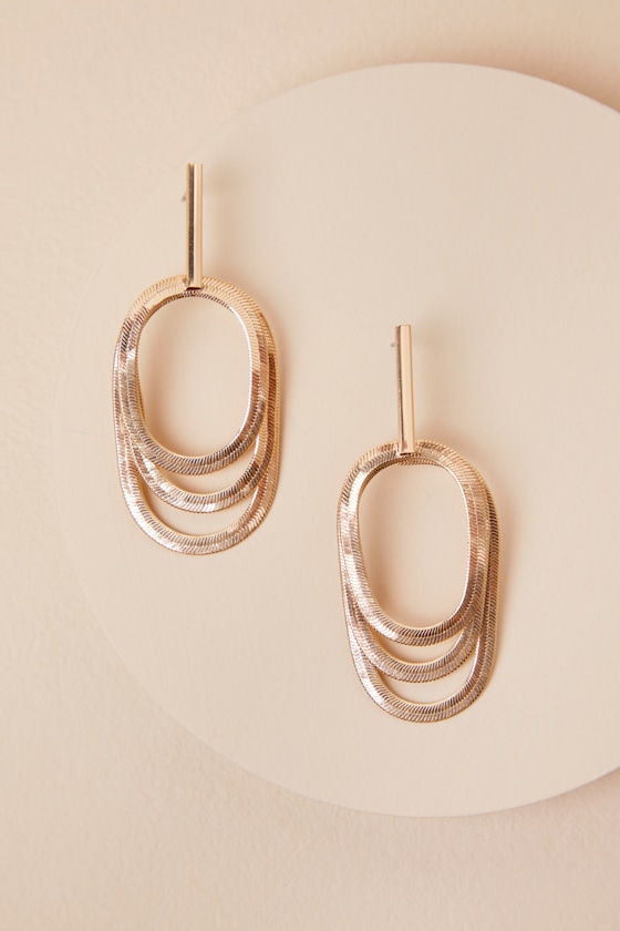 Lulus Staas Gold Snake Chain Layered Drop Earrings