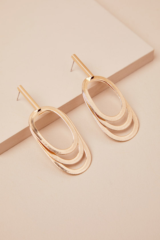 LULUS STAAS GOLD SNAKE CHAIN LAYERED DROP EARRINGS