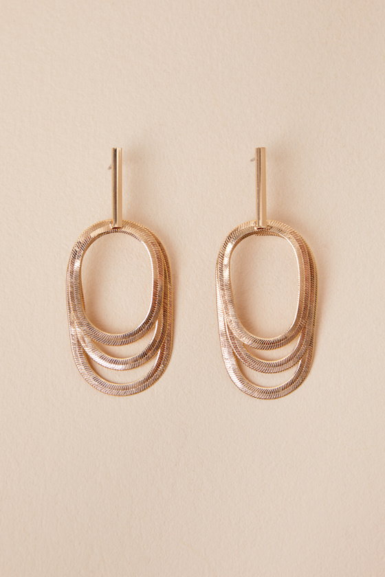 LULUS STAAS GOLD SNAKE CHAIN LAYERED DROP EARRINGS