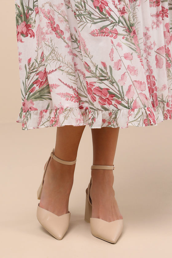 Lulus Alodie Beige Pointed-toe Ankle Strap Pumps