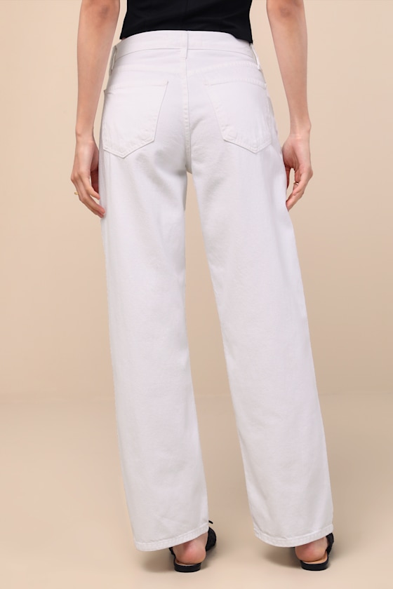 JUST BLACK EVERYDAY COOLNESS WHITE DENIM HIGH-RISE STRAIGHT-LEG JEANS