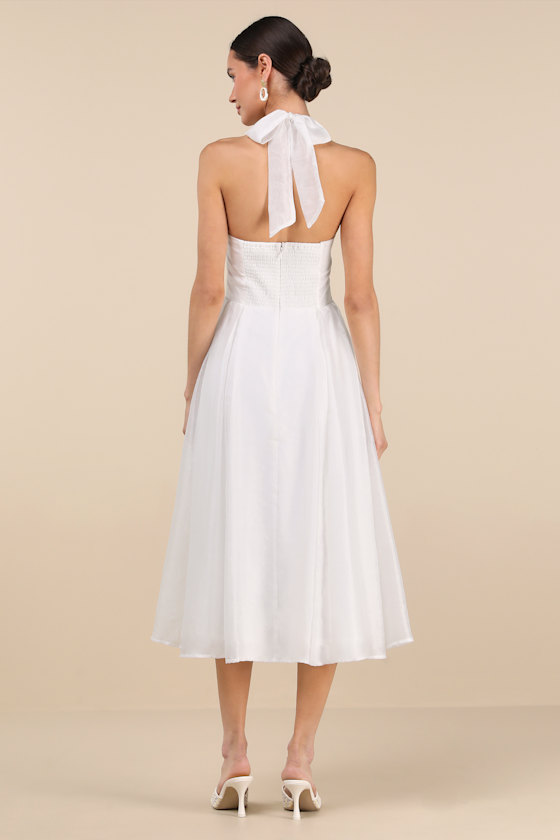 Lulus Galia White Lace Halter Midi Dress