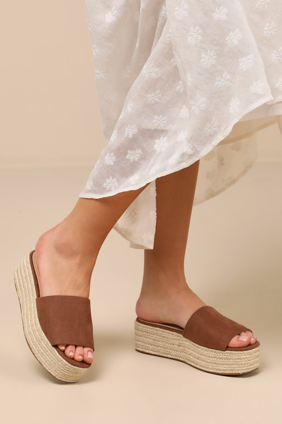 Lulus O'ahu 2 Cocoa Brown Suede Espadrille Platforms