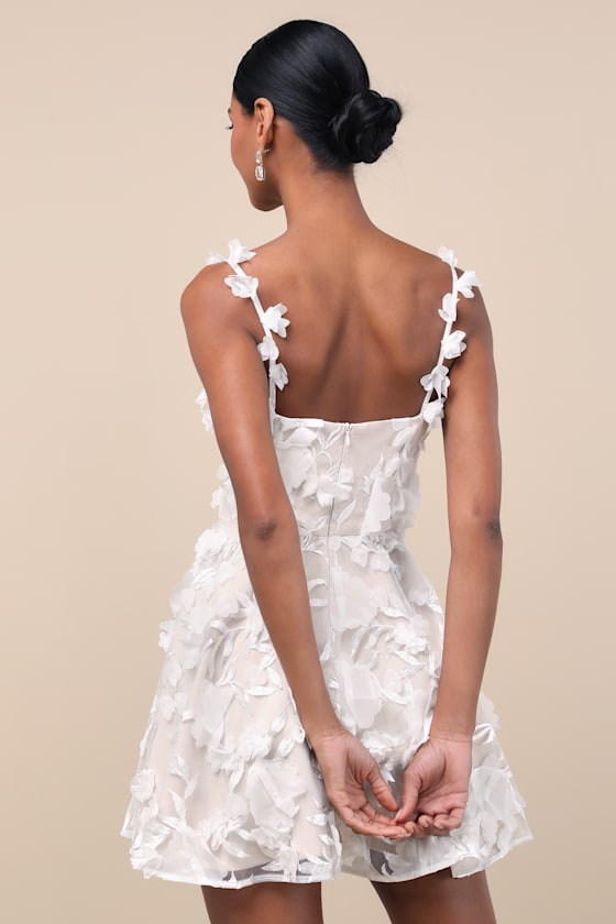 ELLIATT x Lulus Mini Dress - White Skater Dress - 3D Floral Dress - Image 3