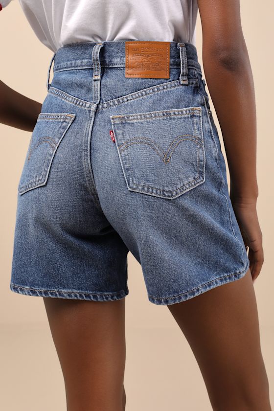 Levi's Baggy Medium Wash Denim High-rise Long Shorts