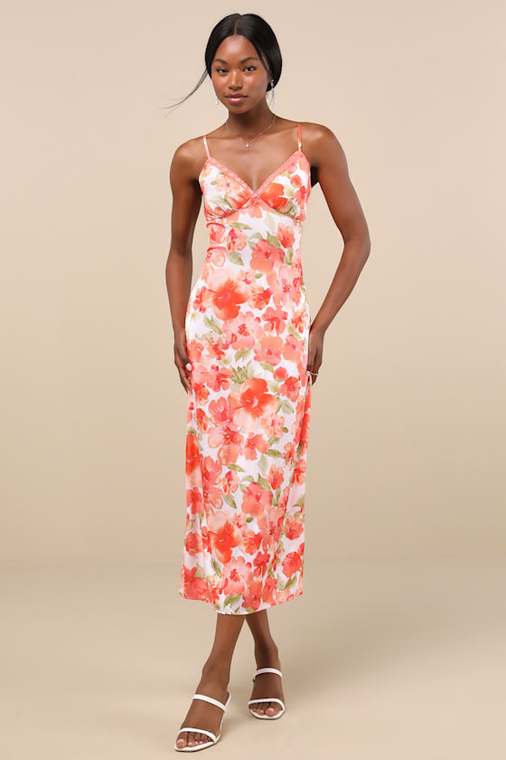 IBD25344L: IVORY GROUND WITH ORANGE/GREEN FLORAL 2