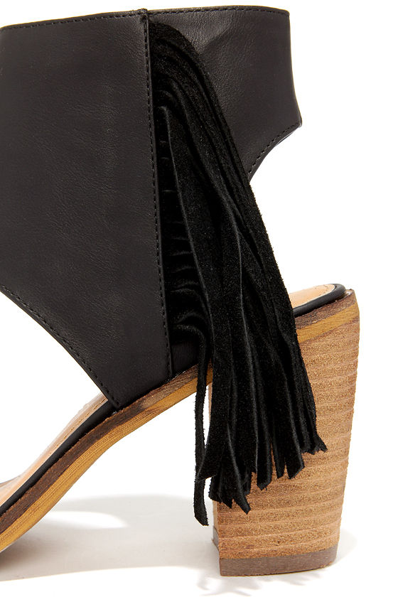 Cute Black Sandals - Fringe Sandals - Ankle Cuff Sandals - $69.00