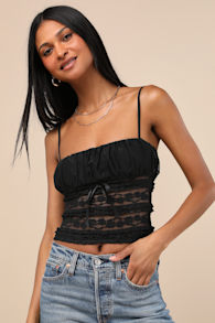 Malvina Black Mesh Sheer Lace Cami Top 2