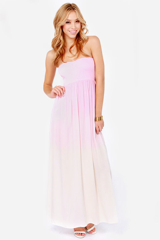Element Eden Mandala Dress - Strapless Dress - Pink Dress - Dip-Dye ...