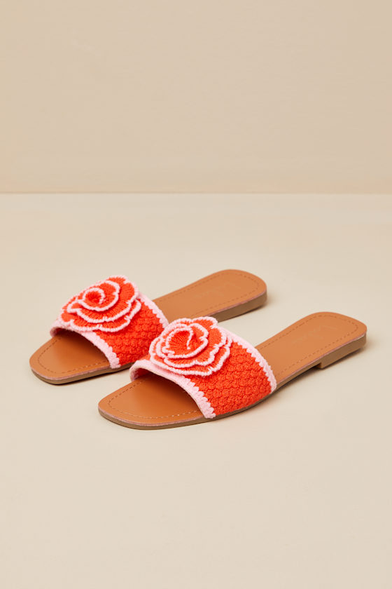 Simmy Orange Flower Slide Sandals 1
