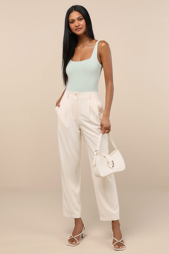 2024 お歳暮【公式】 - 人気ブランド Chic White Leg Straight - Pants Trouser High-Rise - Pants パンツ