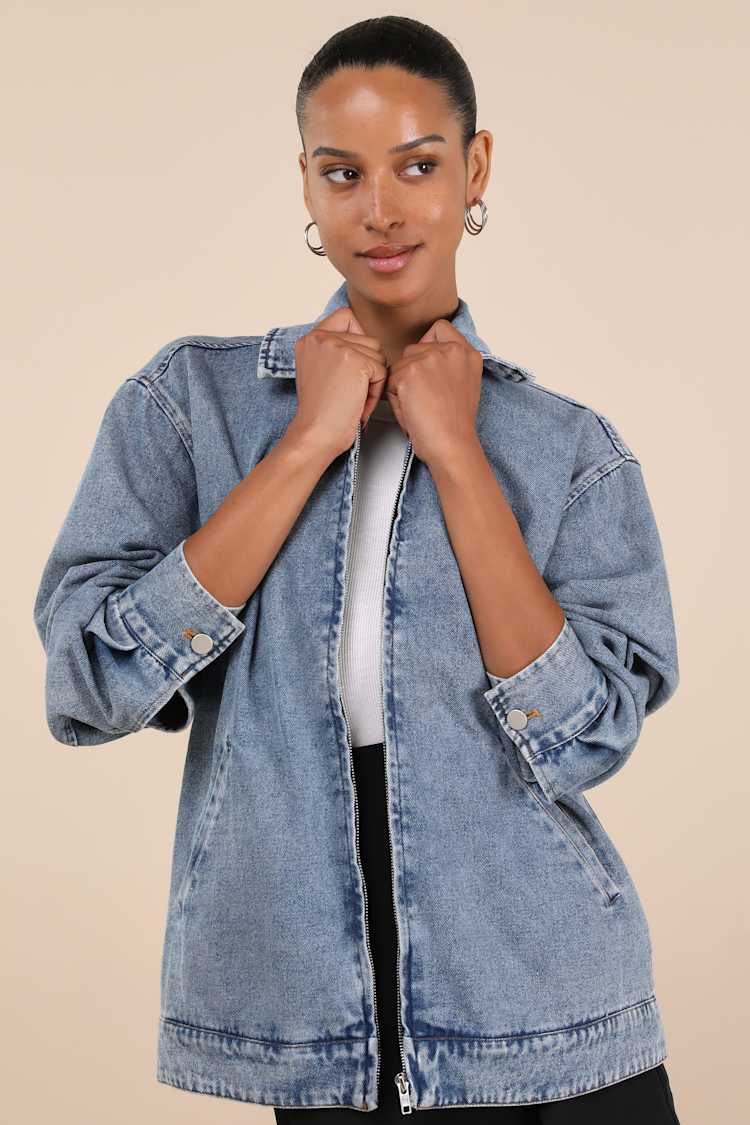 Light Wash Denim Jacket - Denim Jacket - Oversized Denim Jacket - Lulus Light Wash Denim Jacket - Denim Jacket - Oversized Denim Jacket - Lulus