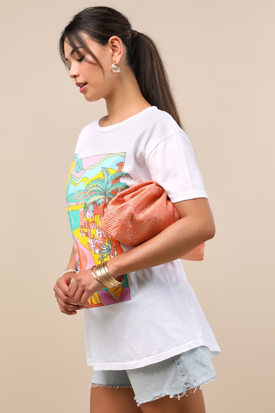Lulus Fashionable Favorite Orange Woven Ruched Oversized Clutch