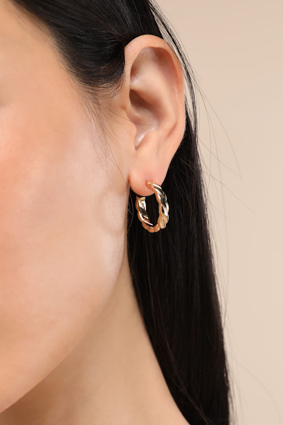 Gold Hoop Earring Set - 6PC Hoop Earring Set - Textured