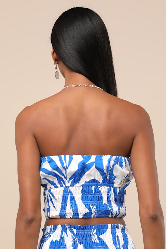 Lulus Luana Blue And White Floral Crop Top