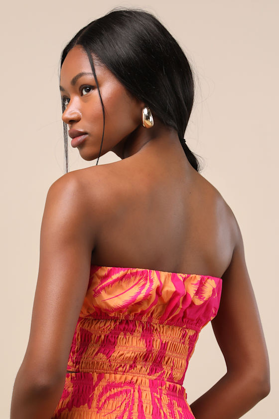 Luana Pink and Orange Floral Crop Top 2