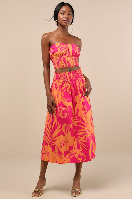 Lulus Luana Pink And Orange Floral Crop Top