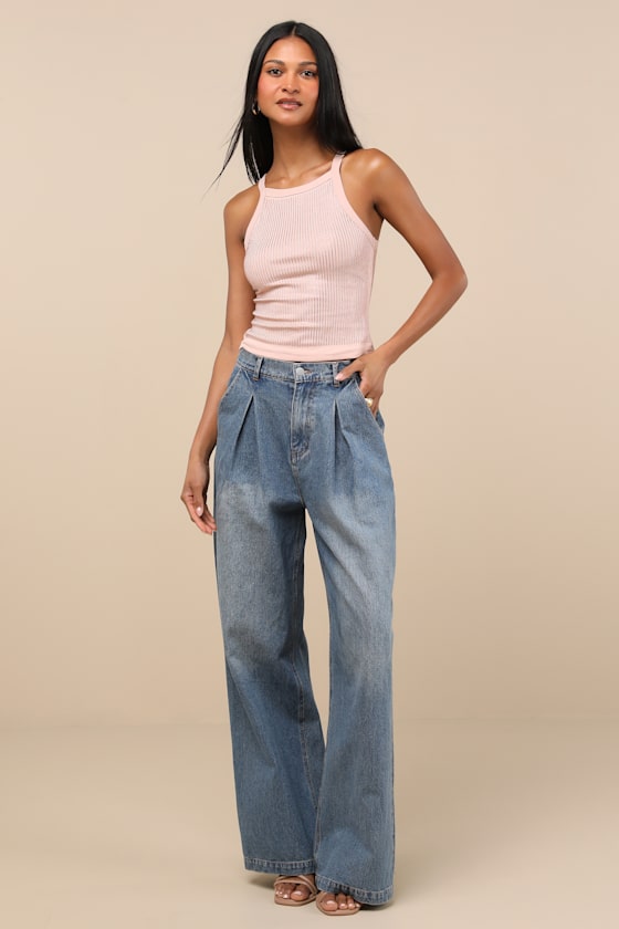 Lulus Amata Blush Rhinestone Racerback Tank Top