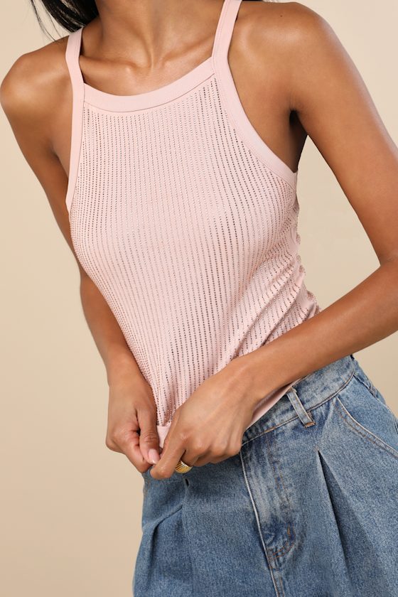 Lulus Amata Blush Rhinestone Racerback Tank Top