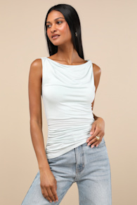 Linzia Mint Jersey Knit Asymmetrical Top 1