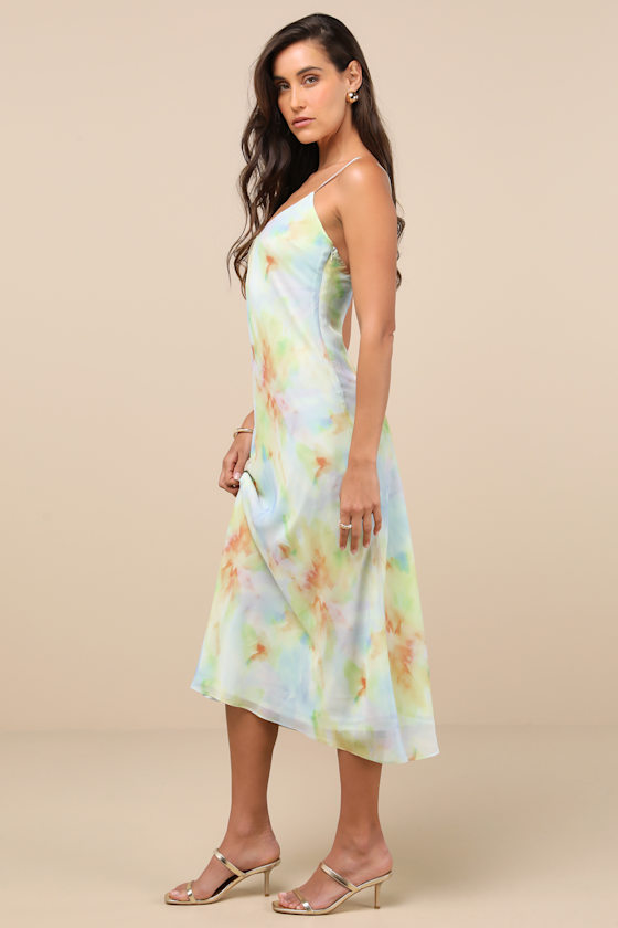 Lulus Akhila Light Blue Multi Tie-dye Sleeveless Midi Dress