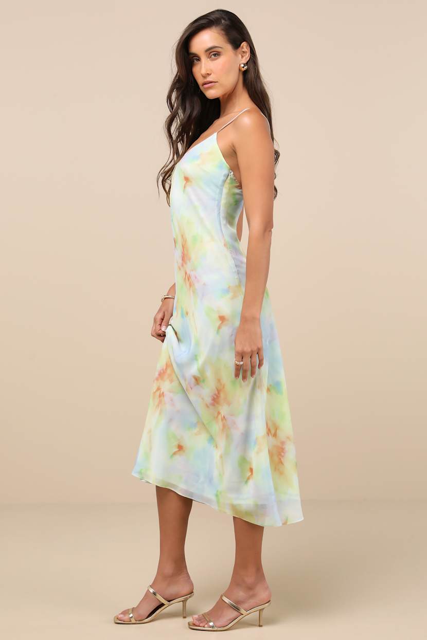 Akhila Light Blue Multi Tie-Dye Sleeveless Midi Dress