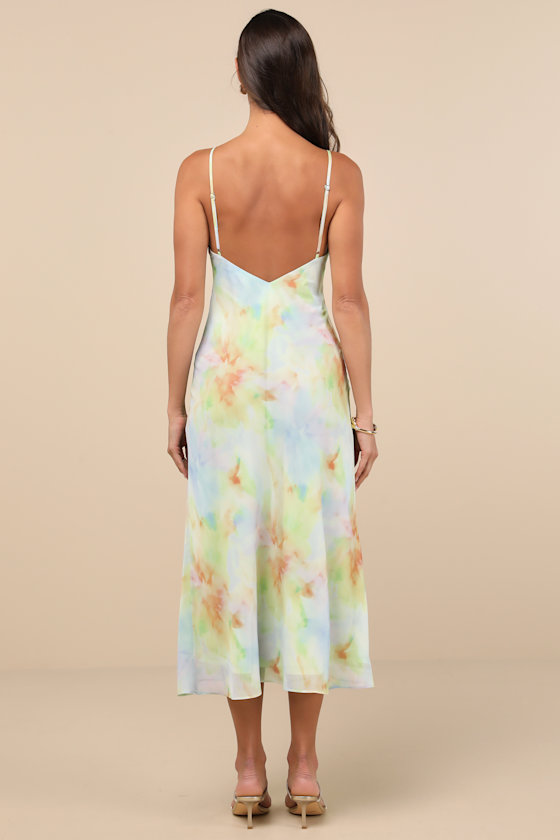 Lulus Akhila Light Blue Multi Tie-dye Sleeveless Midi Dress