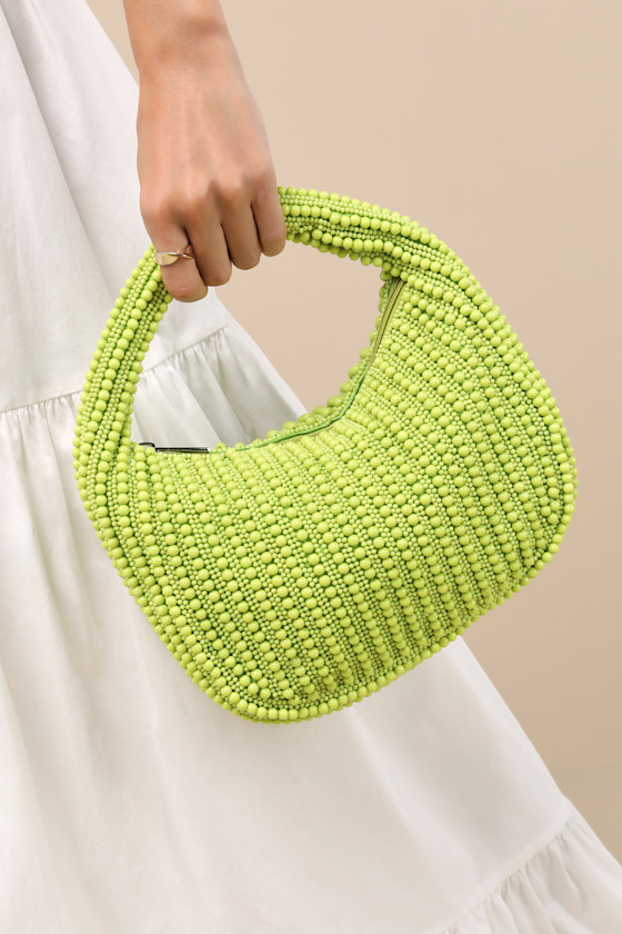 Lulus Kleio Lime Green Beaded Handbag