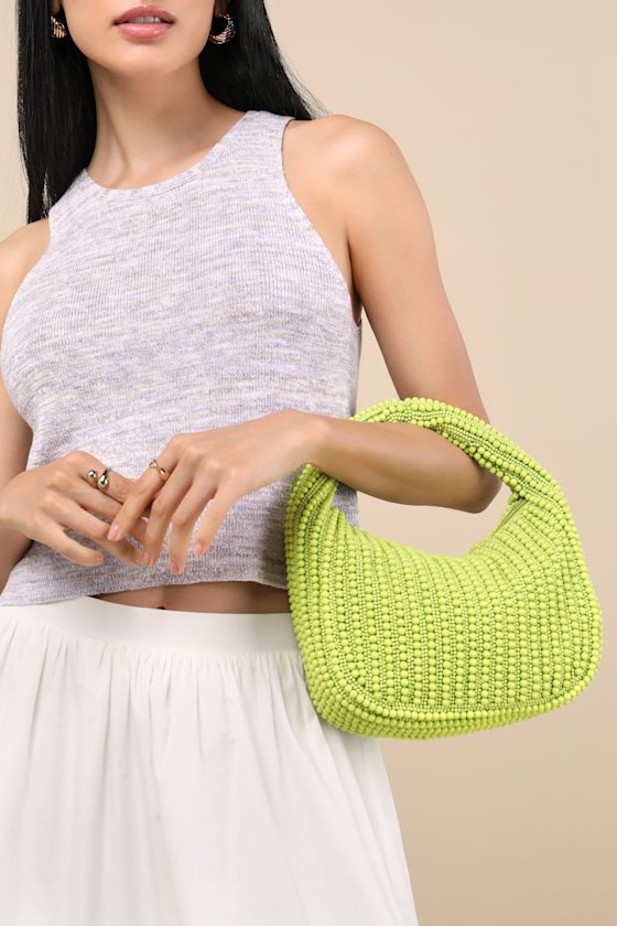 Lulus Kleio Lime Green Beaded Handbag
