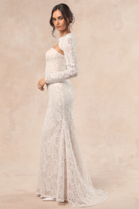 Neska White and Beige Lace Maxi Dress and Shrug Set 1